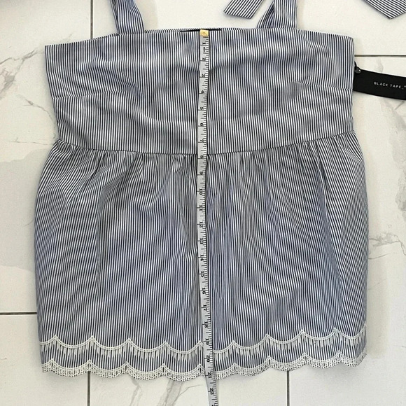 NWT BLACK TAPE_/ 100% cotton baby doll blouse/ White & blue stripes/ Size US L - Picture 12 of 14